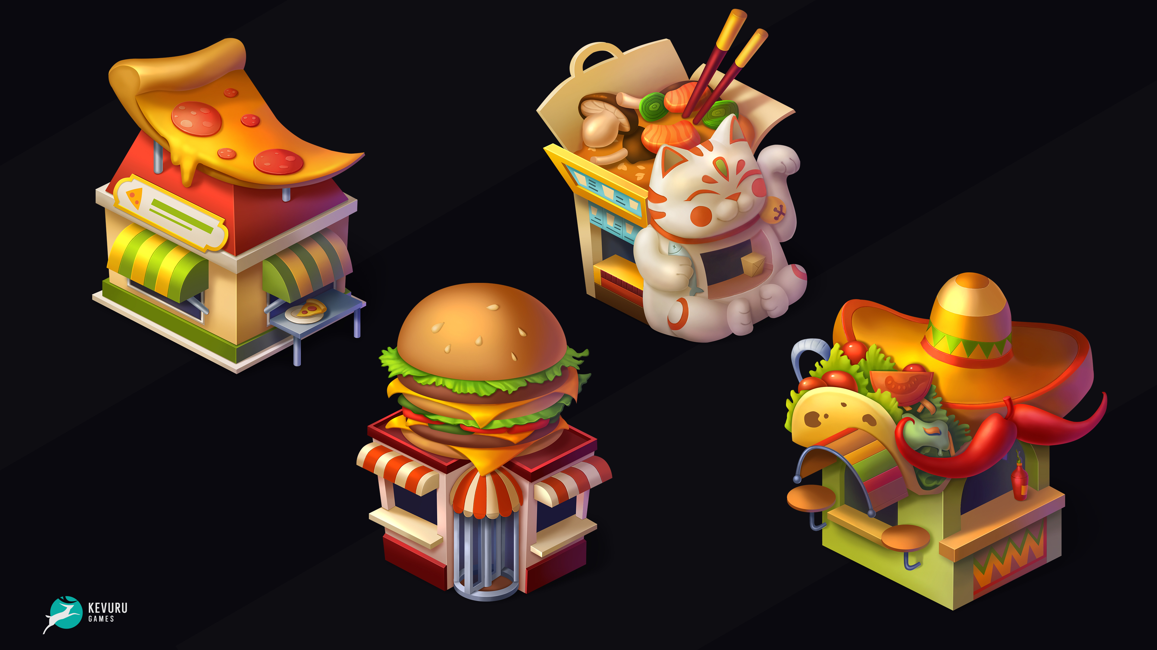 2D environment – Merge Lords: Foodcourts