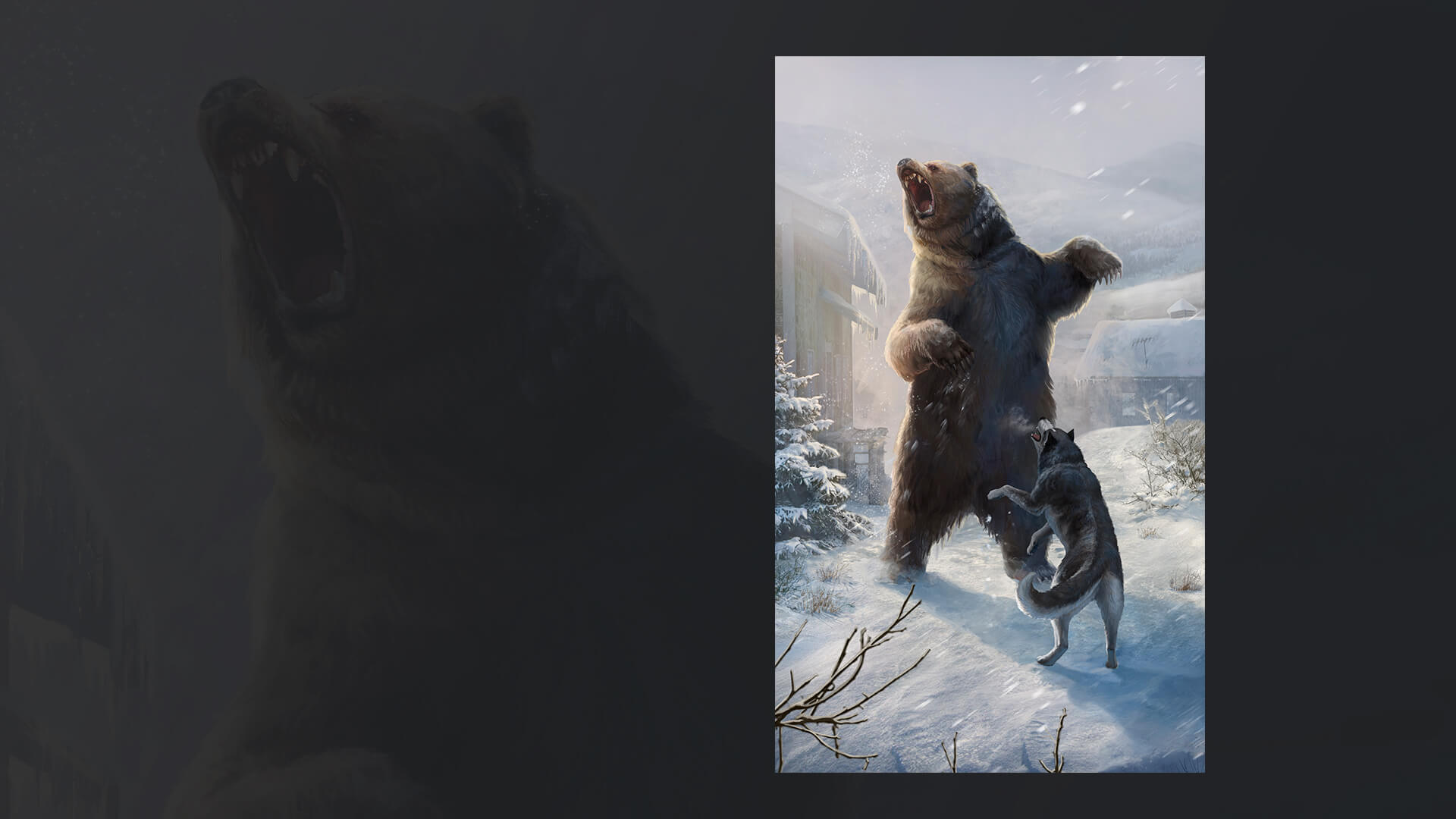 2D illustration – Bear and dog